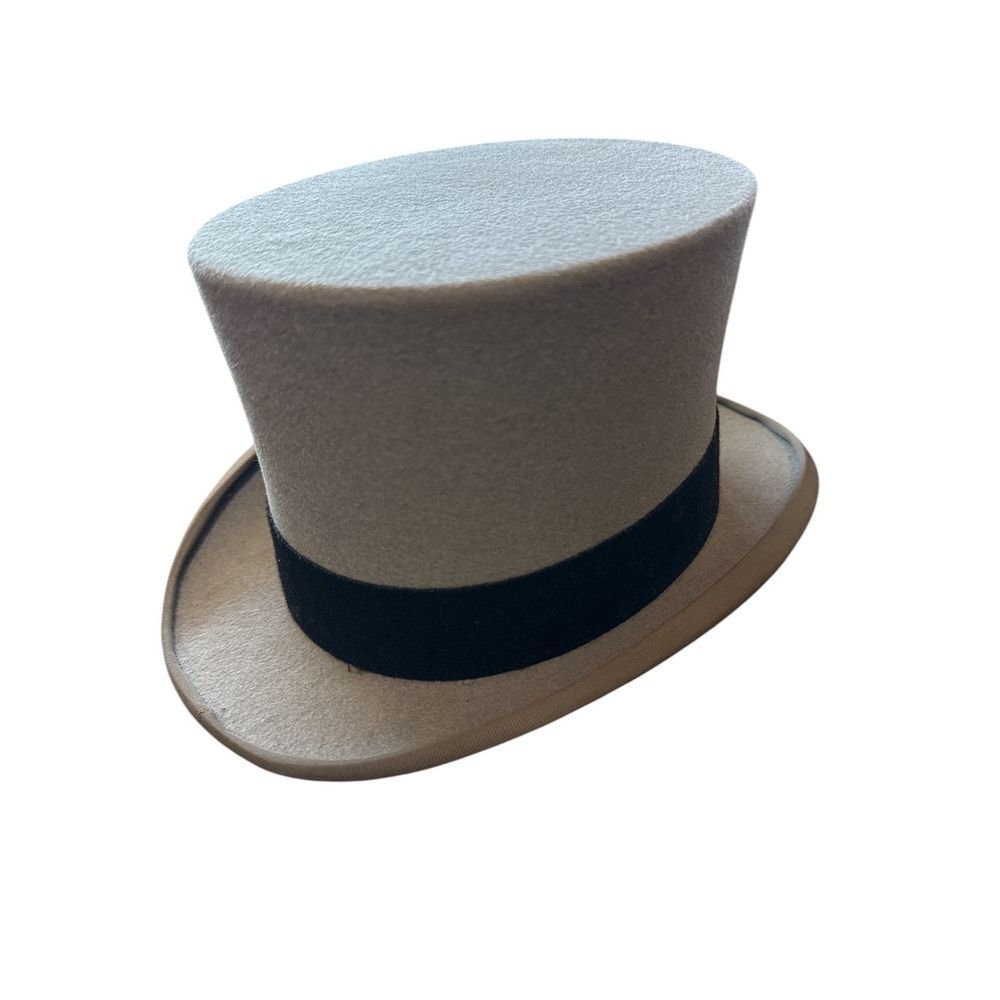 Harrods of London Vintage Gray Felt Top Hat Formal‎ Gentleman Size 6 7/8 (56) - Picture 2 of 7
